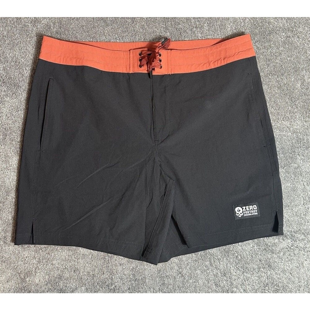 Zero Foxtrot Ripstop Board Shorts Mens XL Black Rust Swim Trunks Quick Dry 38”